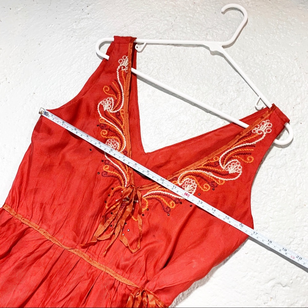Robert Rodriguez Midi Red Embroidered Dress - Picture 7 of 8
